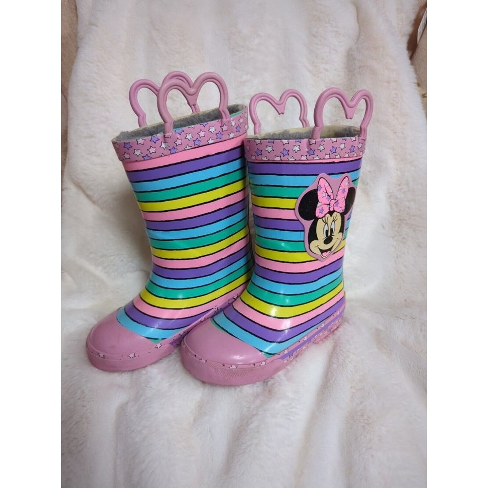 Western Chief Minnie Mouse Boots Girls Sz 7/8 fur‎ lined rain Pink